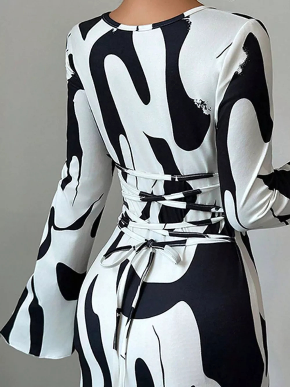 Abstract Print Long Sleeve Maxi Dress, image 8