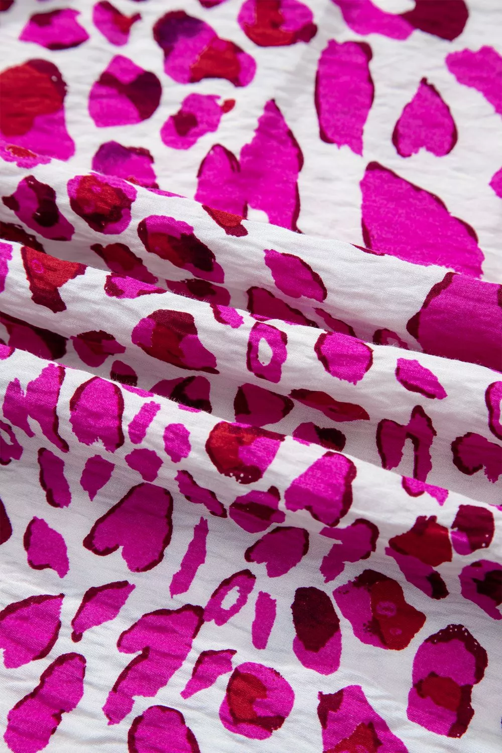 Leopard Print V Neck Puffy Half Sleeve Blouse, image 9