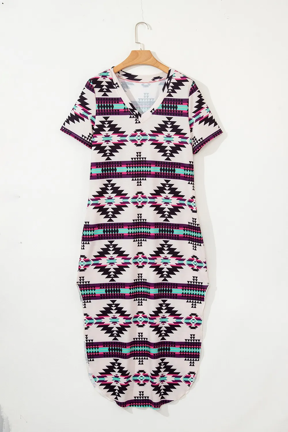 Aztec Print V-Neck Midi Dress, image 21