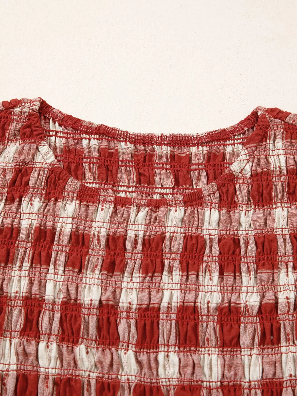 Plaid Print Smocked Puff Sleeve Mini Dress, image 9