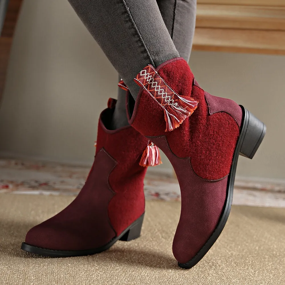Suede Point Toe Block Heel Boots, image 6