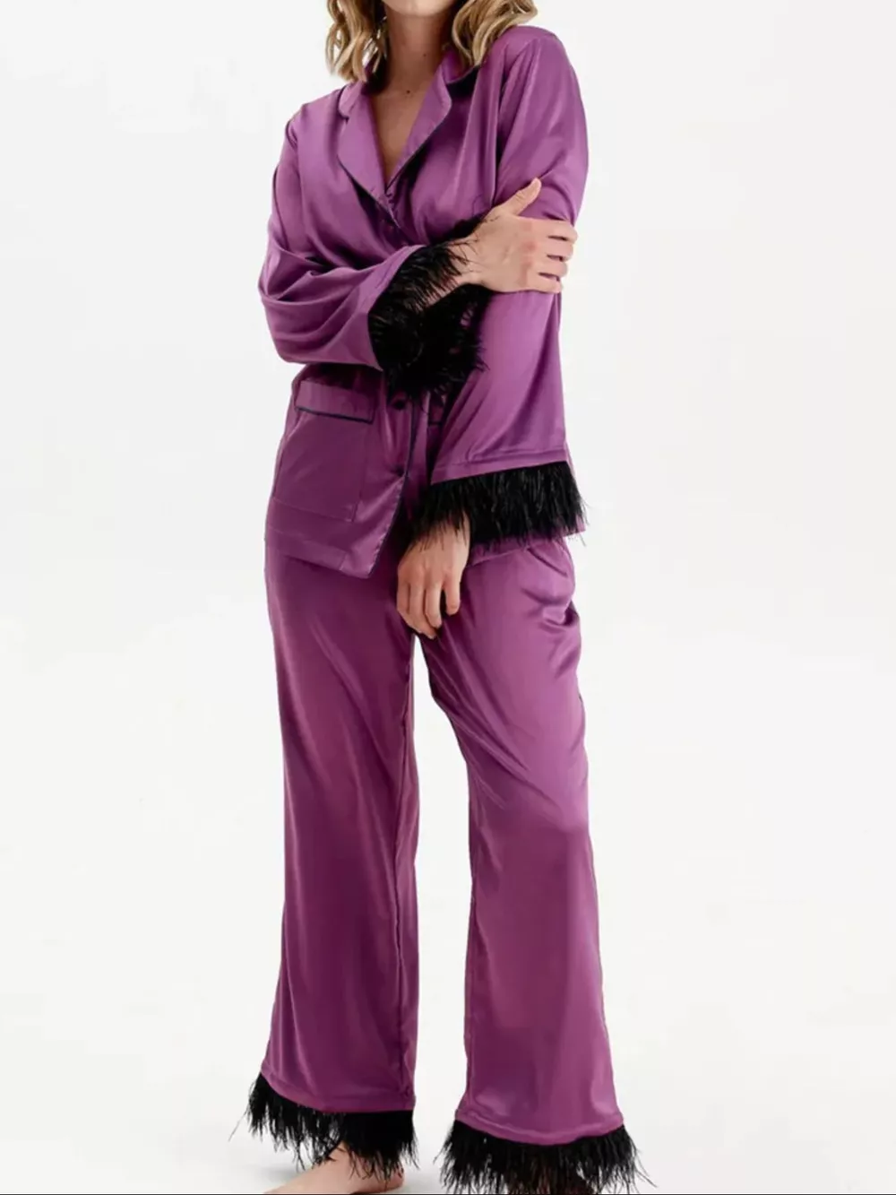 Silky Button Up Top and Pants Lounge Set, image 19