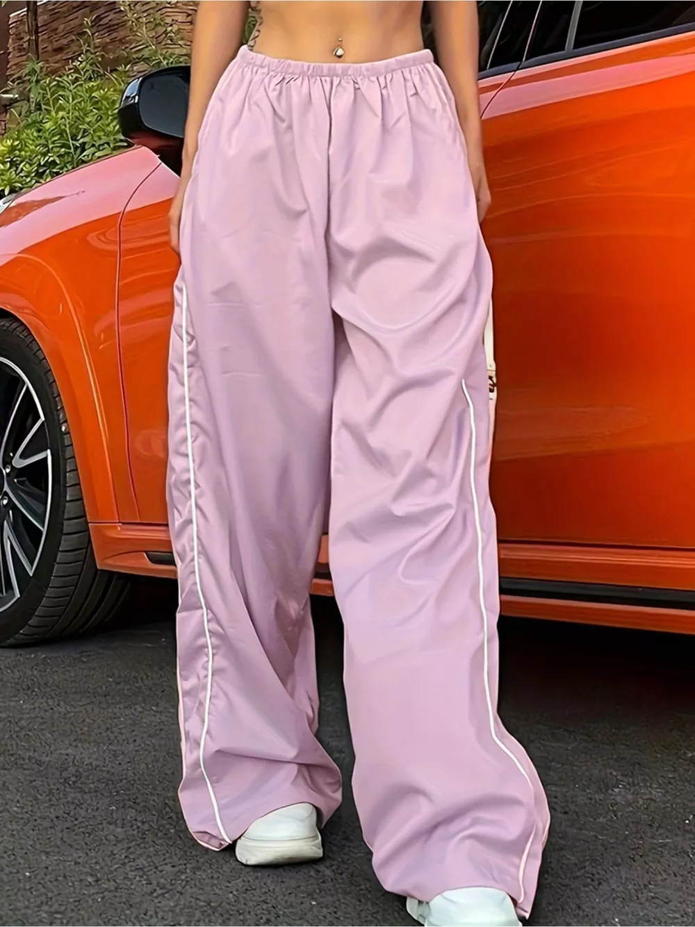 Elastic Waist Wide Leg Pants, image 4