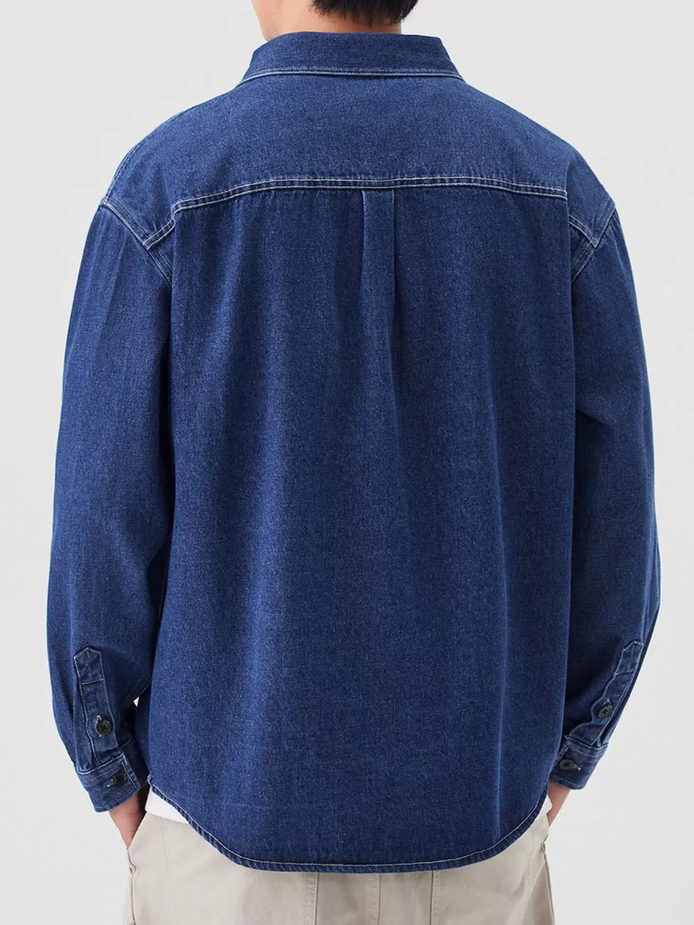 Men's Plus Size Button Up Casual Denim Shirt, image 3
