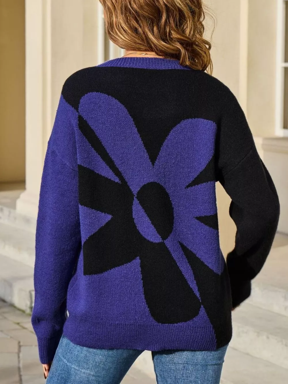 Floral Pattern Color Block Sweater, image 8