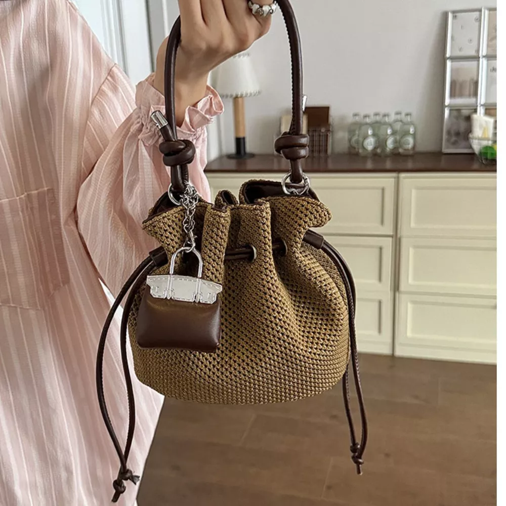 Woven Drawstring Crossbody Bag, image 12
