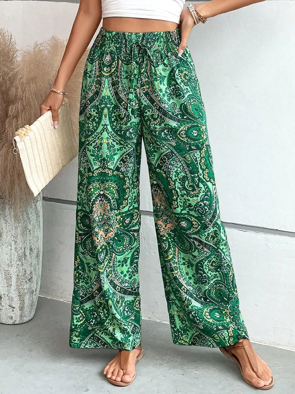 Printed Wide Leg Pants, image 26