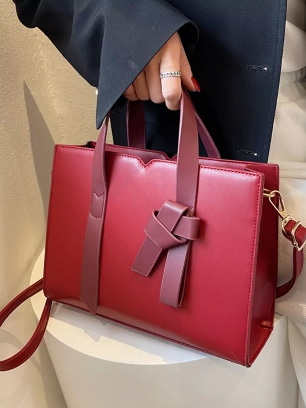 Faux Leather Tote Bag, image 2