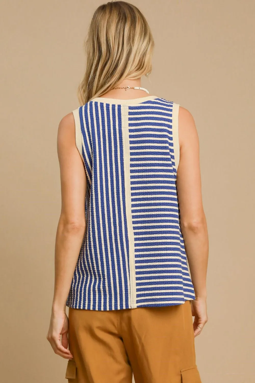Round Neck Texture Striped Tank, image 6