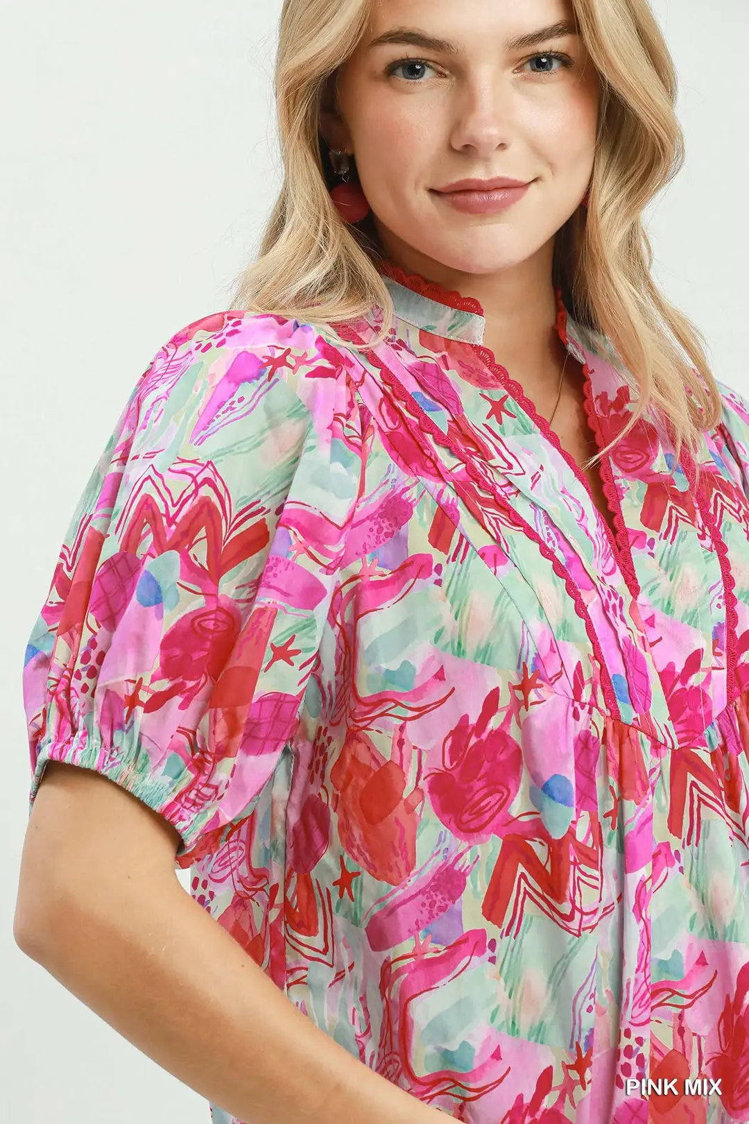 Abstract Print Puff Sleeve Top, image 4