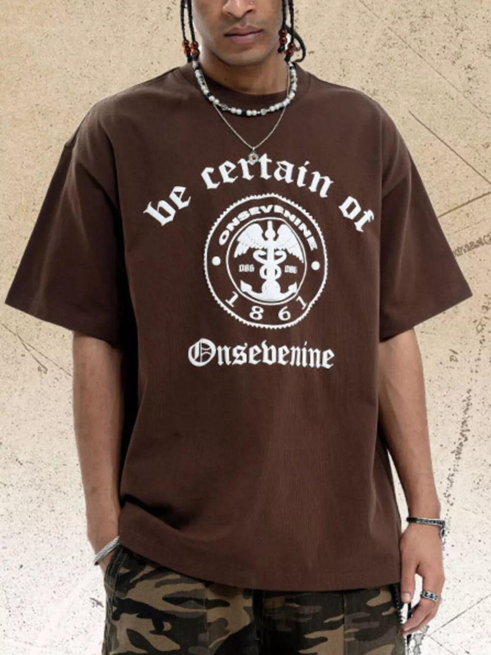 Men's Graphic Round Neck Oversized T-Shirt, image 2