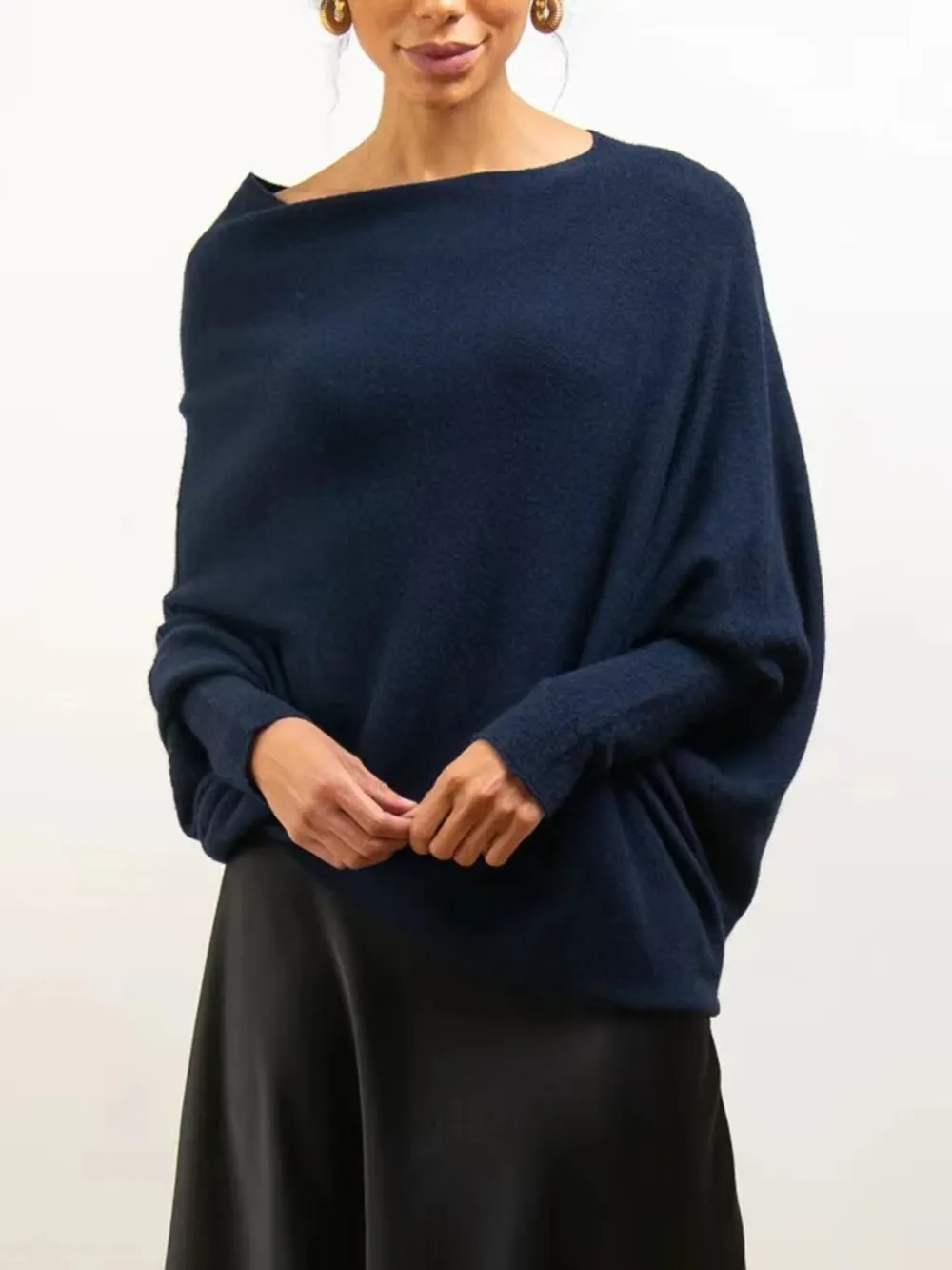 Full Size Boat Neck Batwing Sleeve Knit Top, image 22