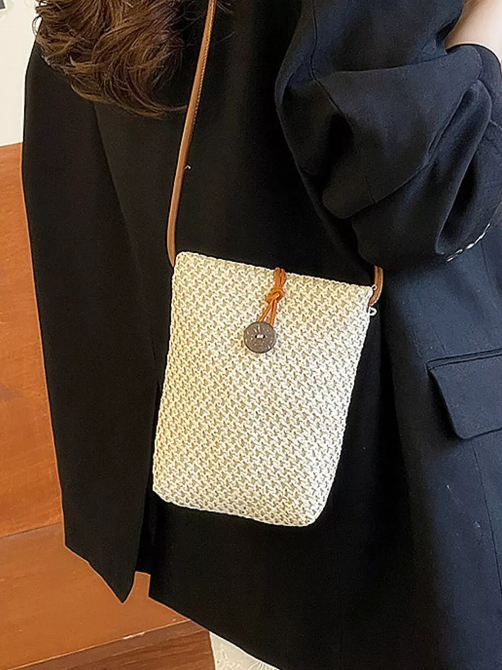 Straw Woven Crossbody Bag, image 2