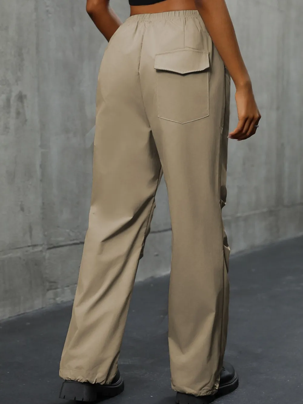 Pocketed Elastic Waist Pants, image 2