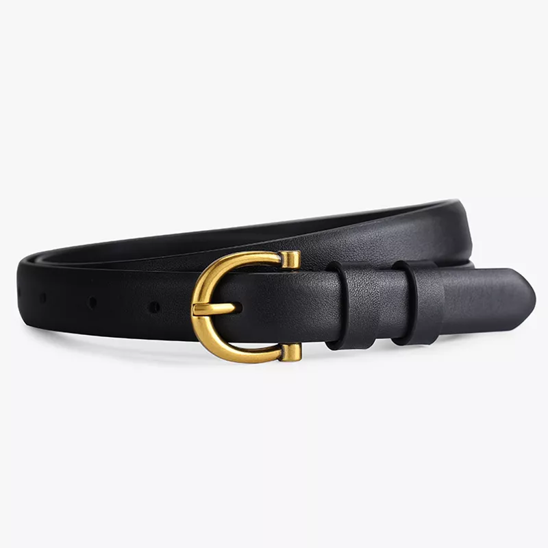 Leather Belt with Golden Buckle, image 5
