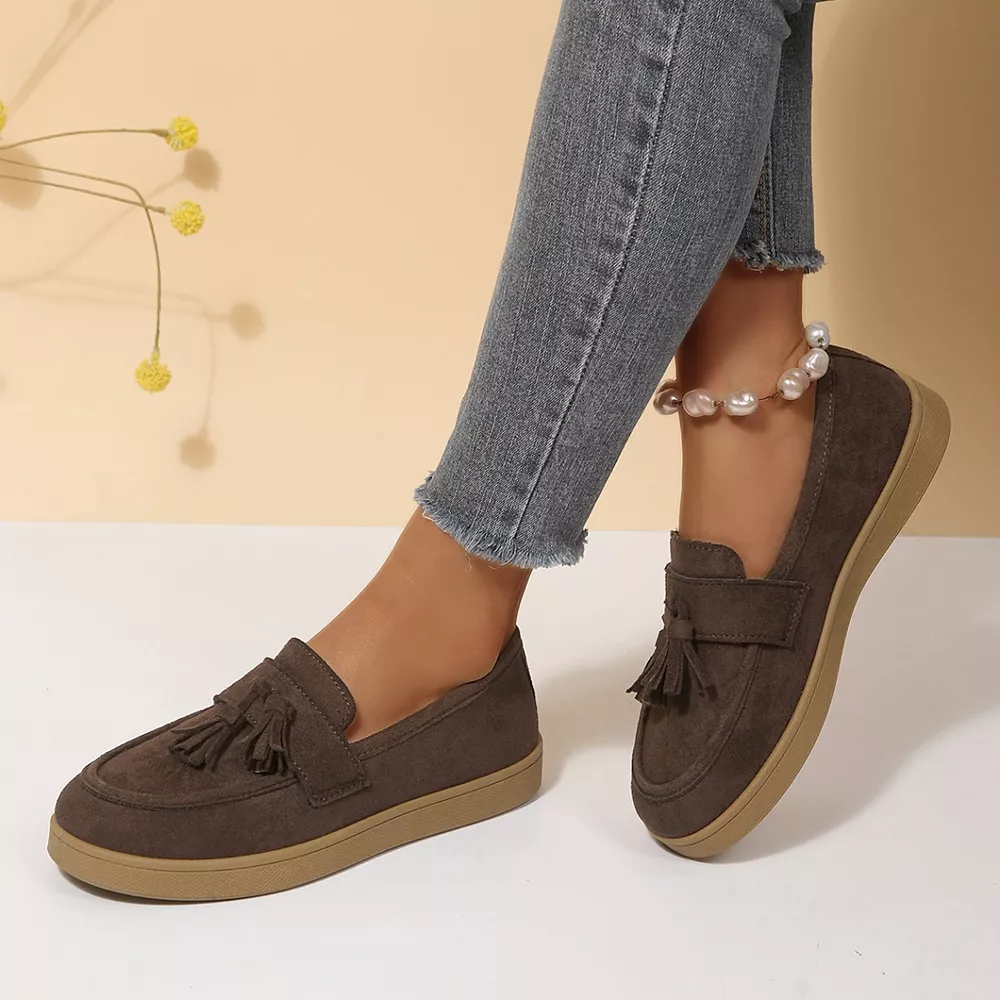 Tassel Suede Loafers with Comfortable Flat Sole, image 5