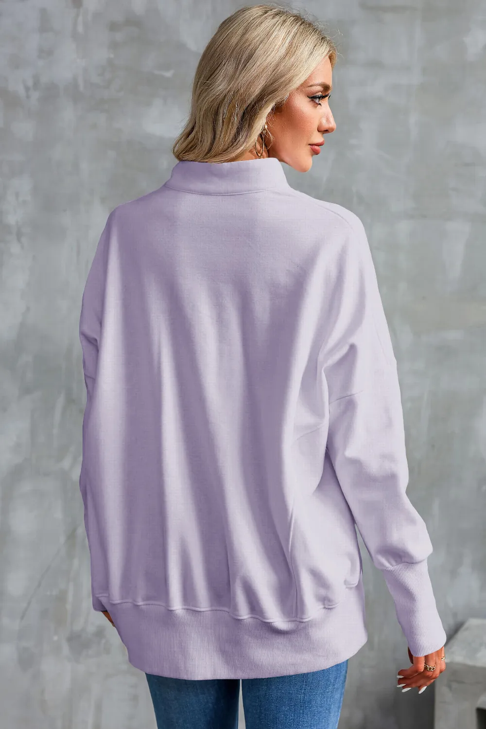 Half Zip Pocketed Dropped Shoulder Sweatshirt, image 17