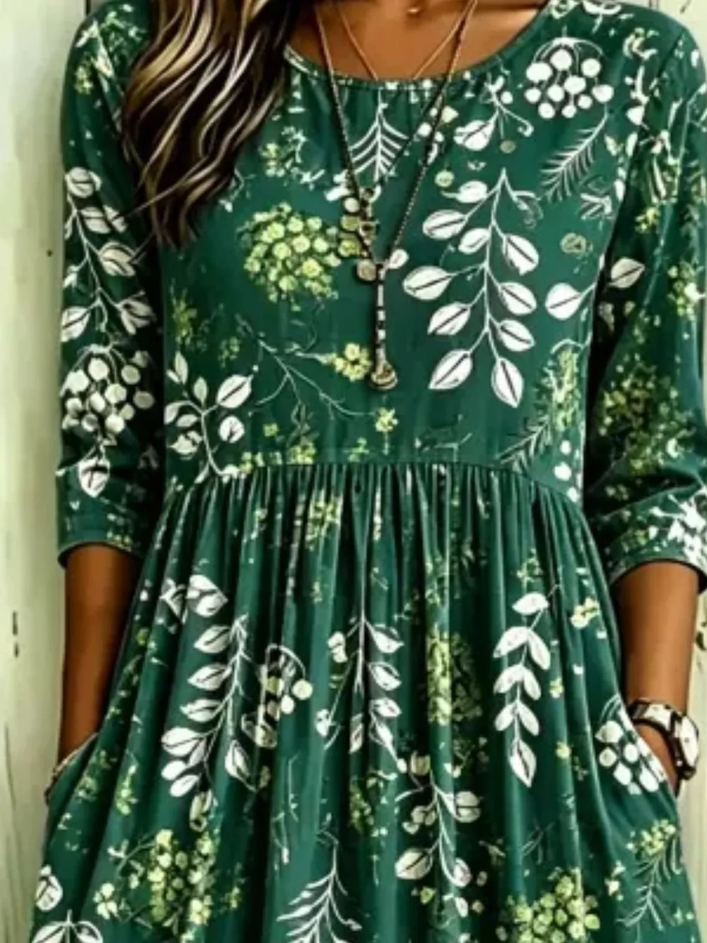Full Size Printed Midi Dress with Pockets Plus Size, image 12