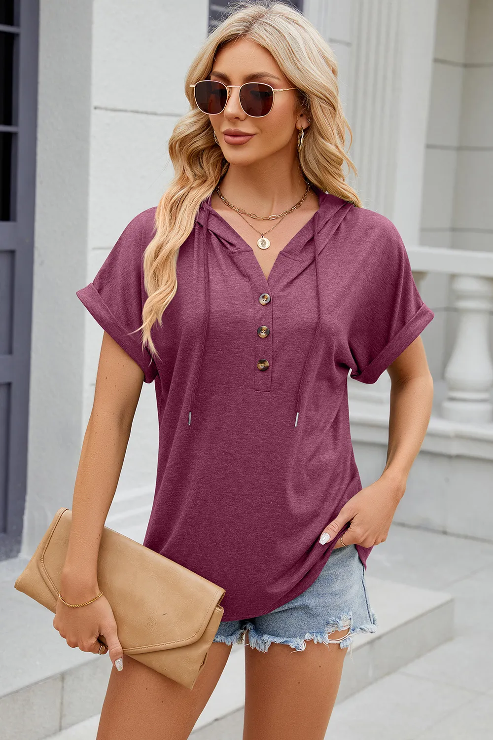 Hooded Short Sleeve T-Shirt, image 29