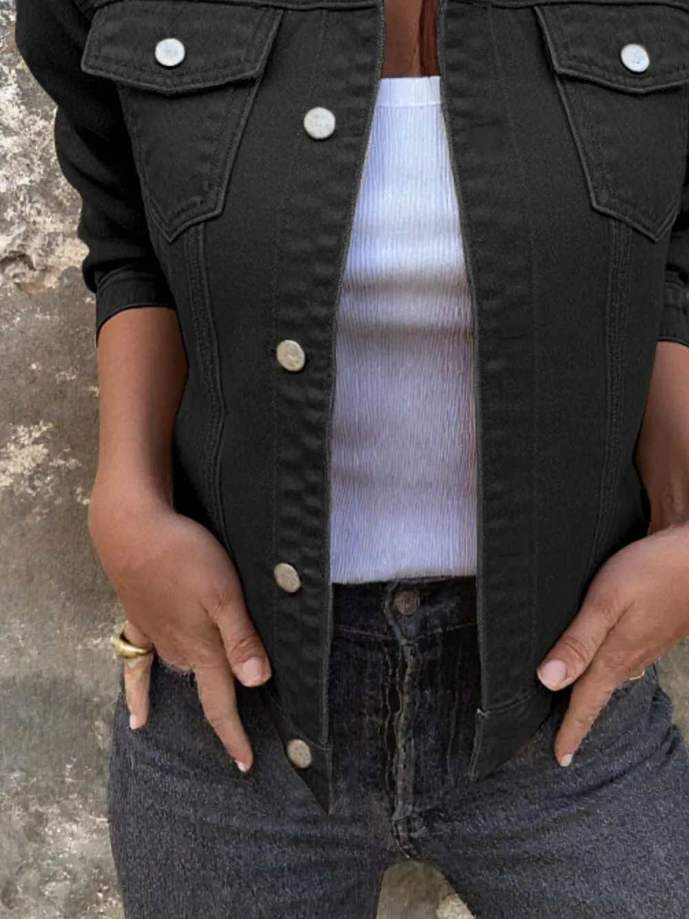 Button Front Closure Denim Jacket, image 6