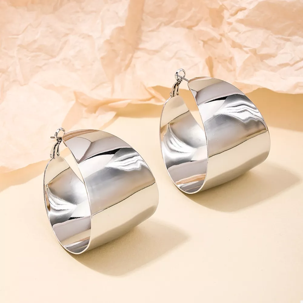 Alloy Wide Hoop Earrings, image 4