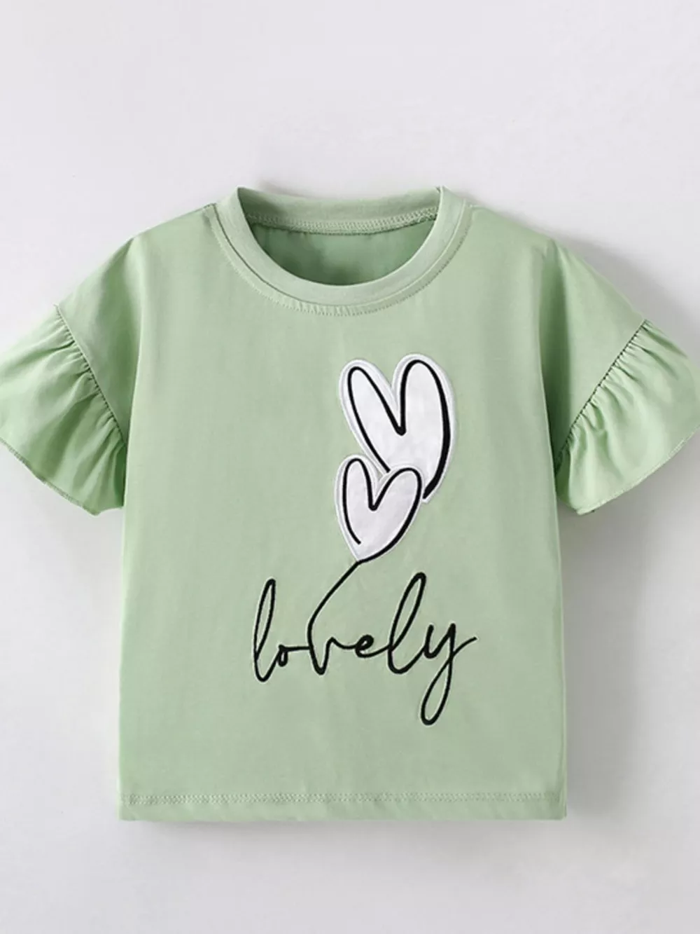 Children's Heart Ruffle Sleeve T-Shirt, image 2