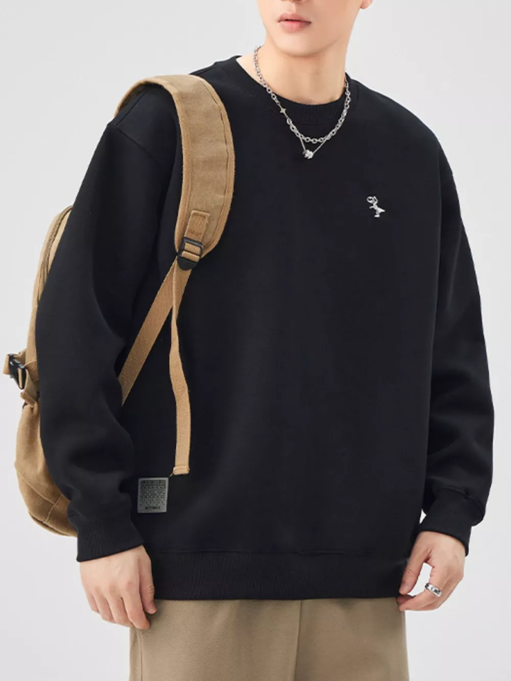 Men's Plus Size Round Neck Long Sleeve Sweatshirt, image 2
