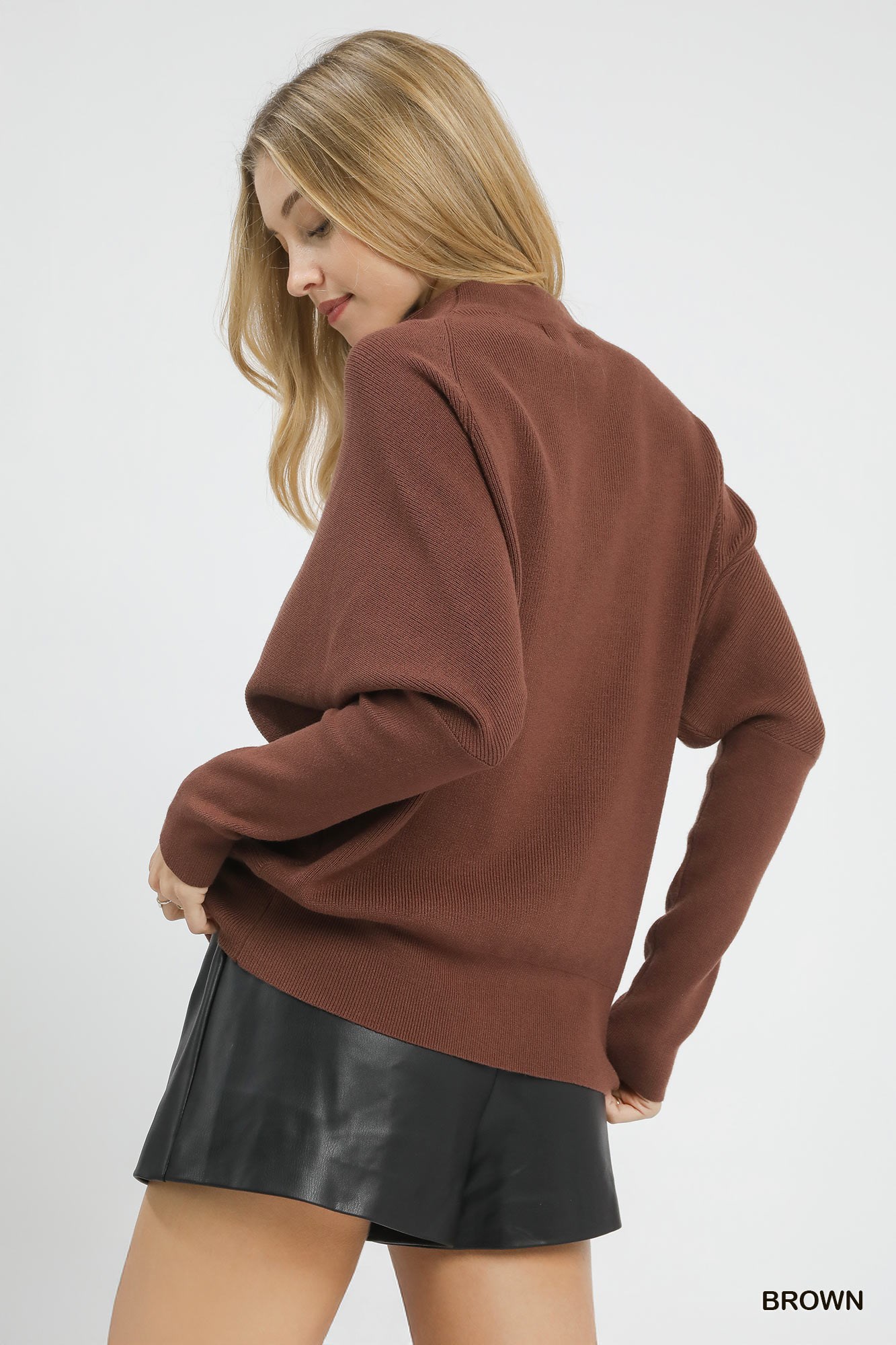 Draped Turtleneck Long Sleeve Knit Top, image 4