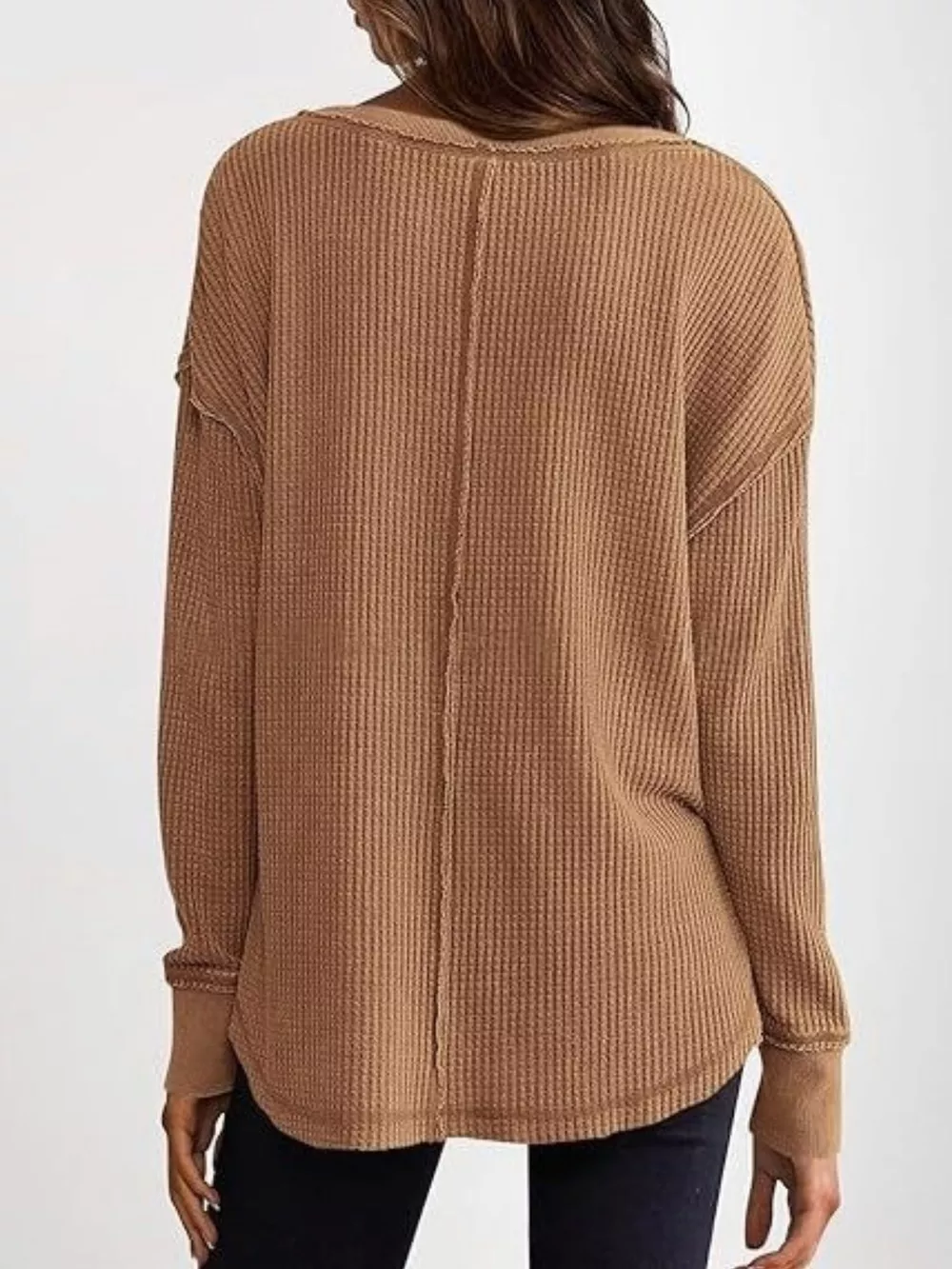 Slit Notched Long Sleeve T-Shirt, image 14