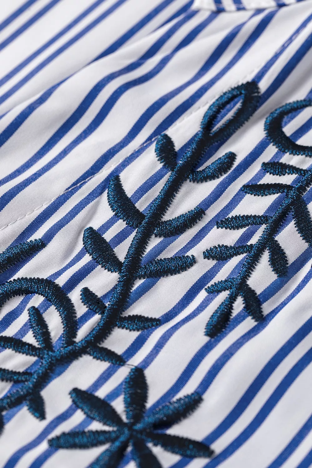 Stripe Embroidered Detail Button Front Long Sleeve Shirt, image 8