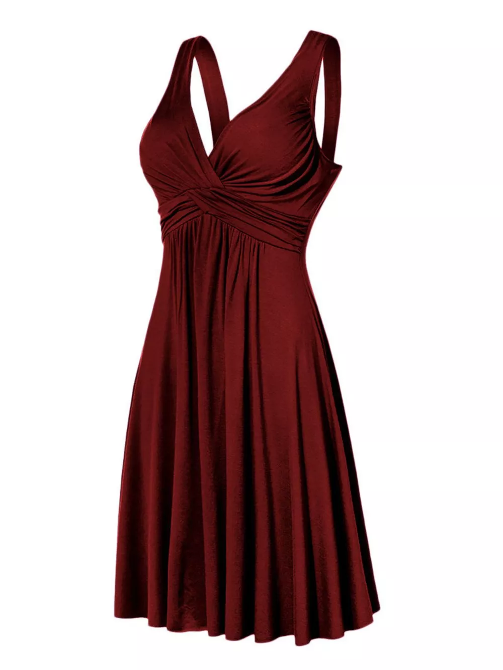 Full Size Twisted Sleeveless Ruched Waist A-Line Dress Plus Size, image 3