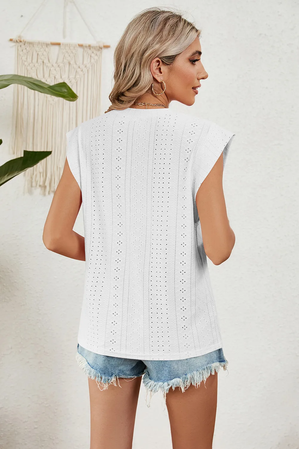 Eyelet Round Neck Tank, image 7