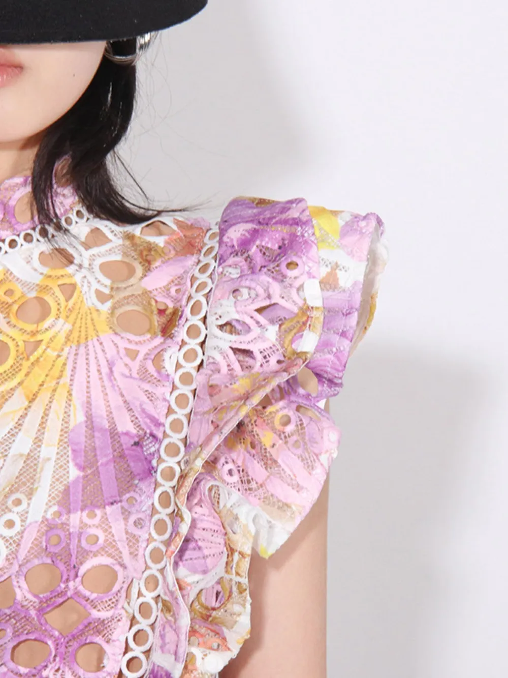 Ruffled Hollow Out Tiered Midi Dress, image 7
