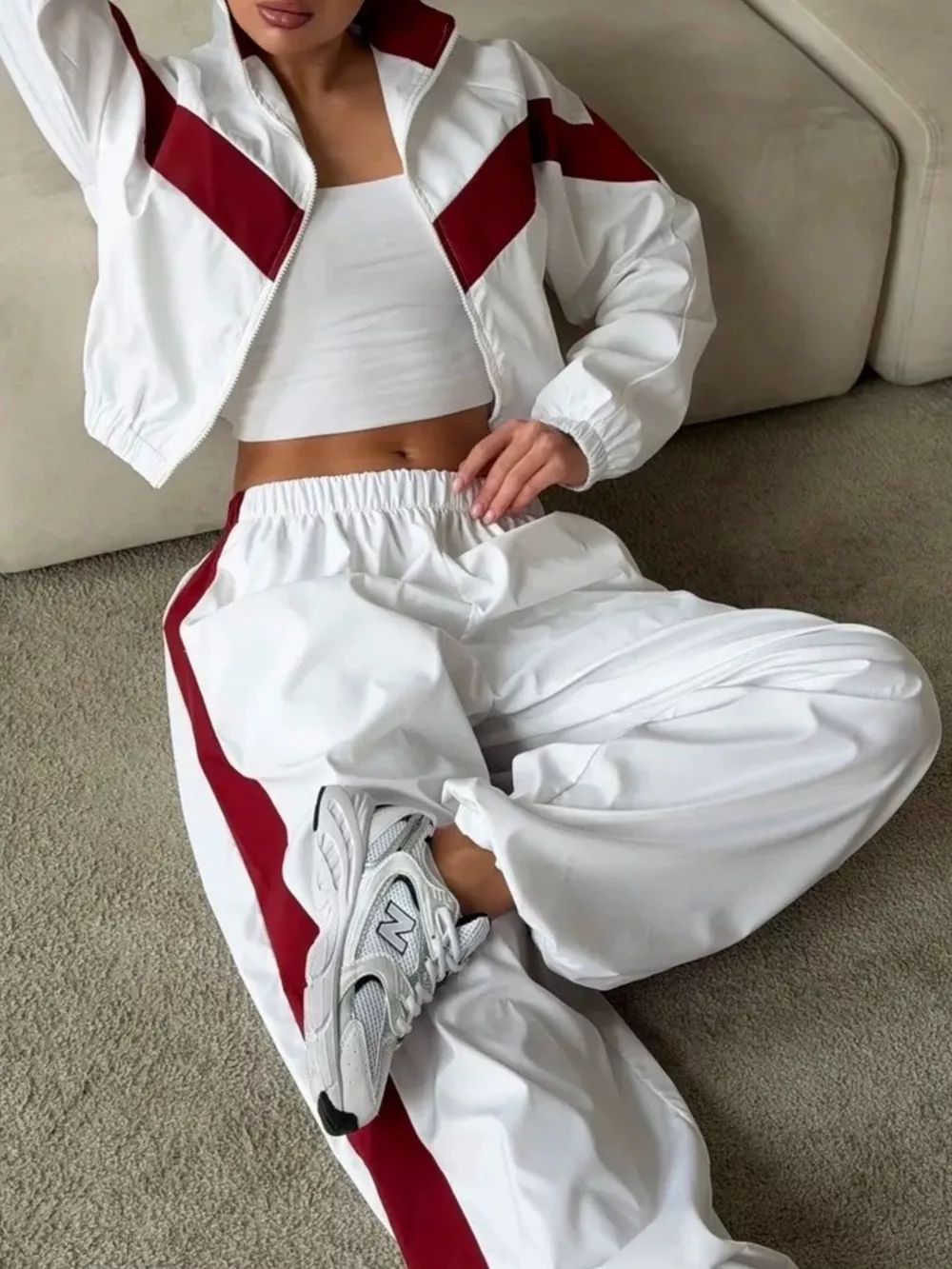 Color Block Zip Up Outerwear and Pants Set, image 14