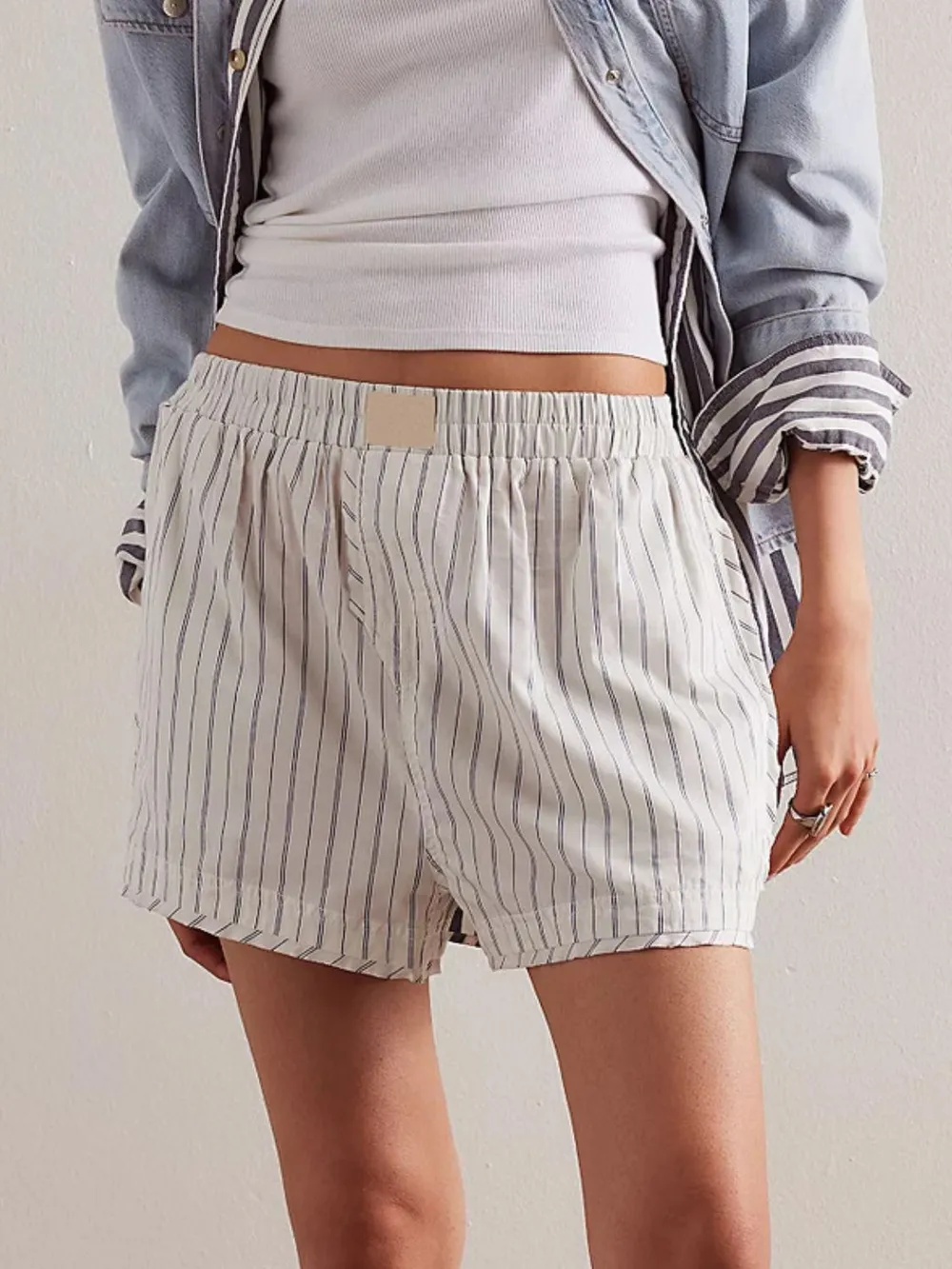 Striped Elastic Waist Shorts, image 16