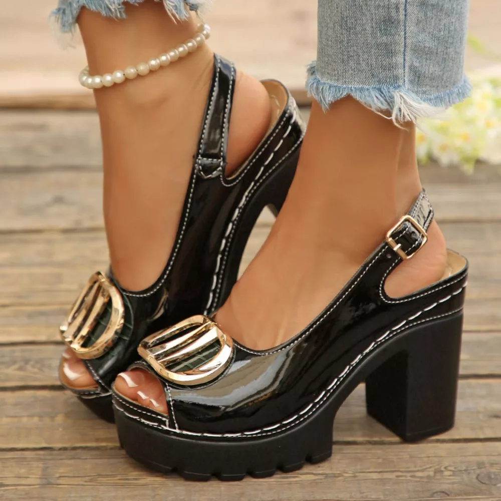 Open Toe Block Heels Sandals, image 9