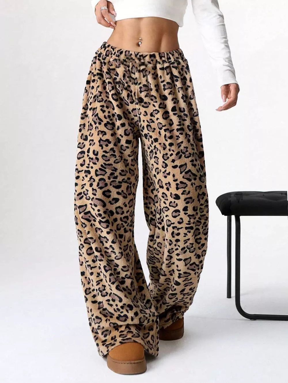 Leopard Wide Leg Plush Pants, image 23