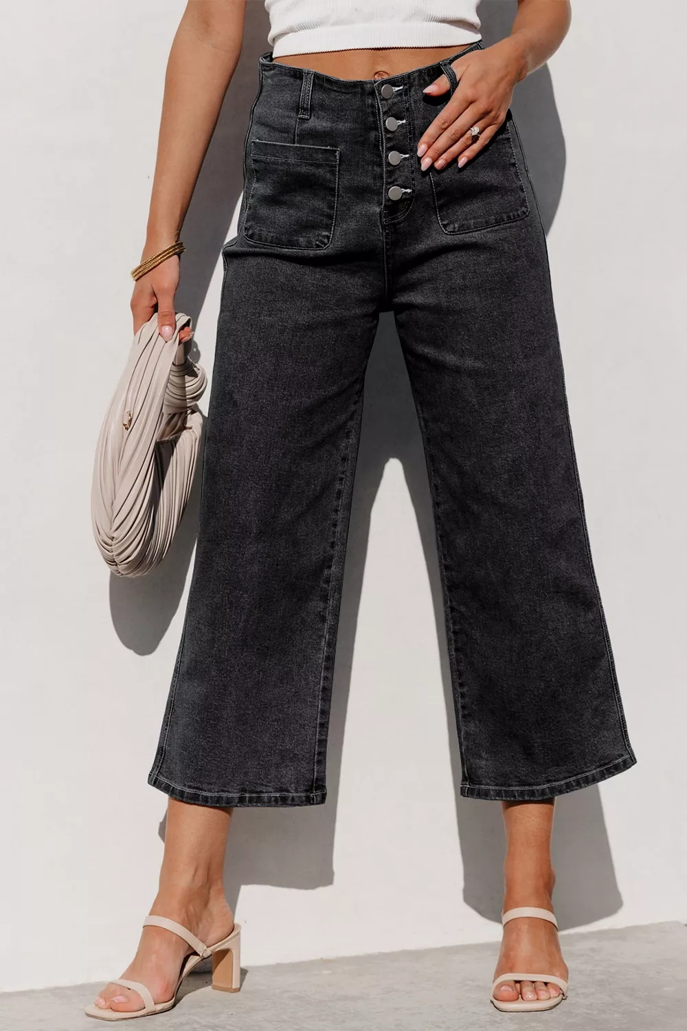 High-Waisted Button-Fly Wide-Leg Jeans, image 3
