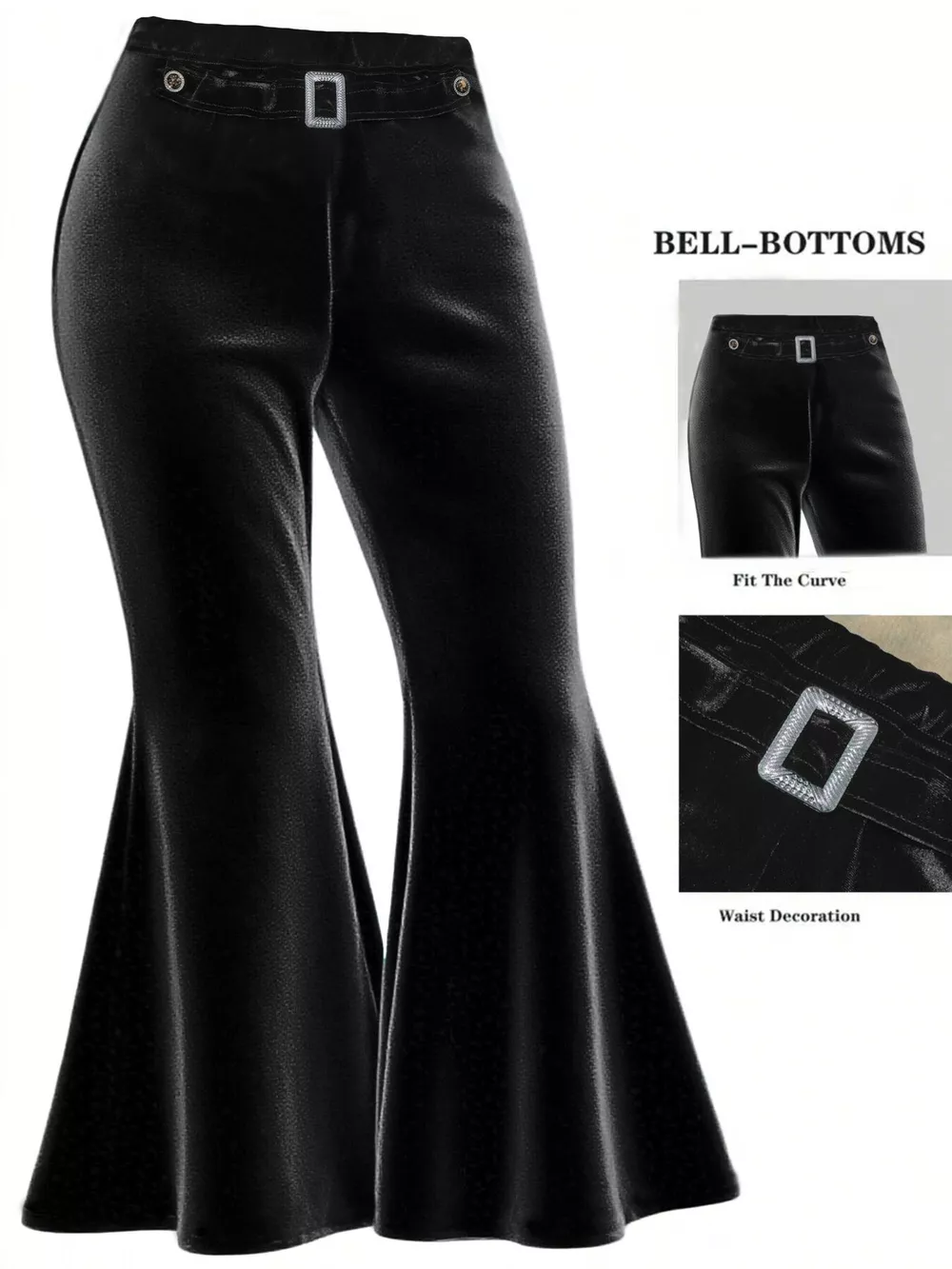 Plus Size Velvet Flared Pants