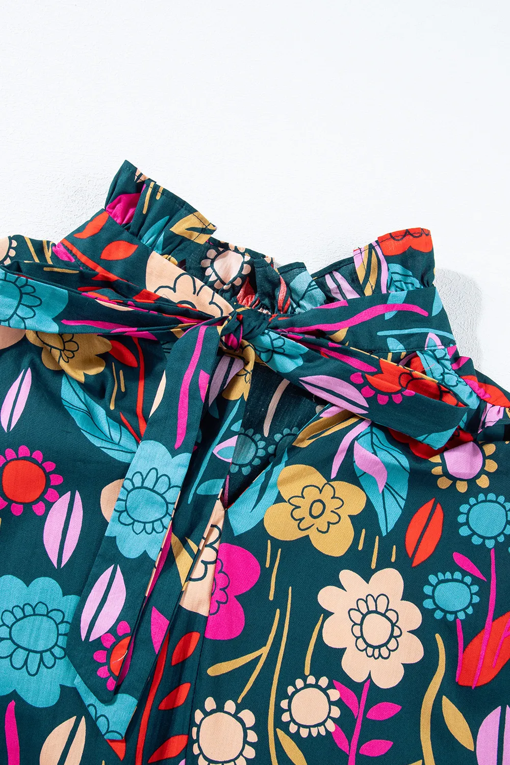 Printed Tie Neck Half Sleeve Blouse, image 5