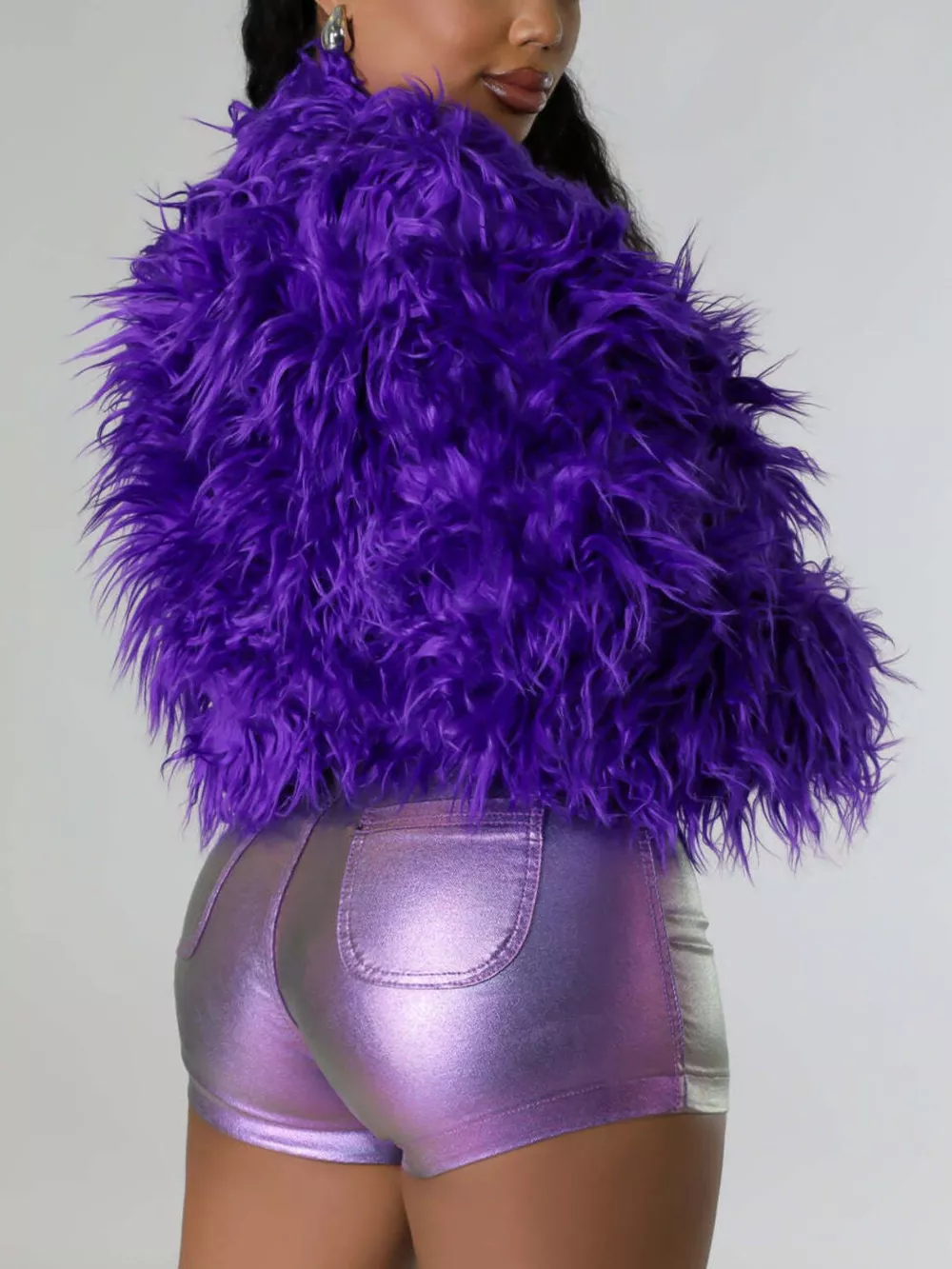 Faux Fur Open Front Cropped Outerwear, image 11