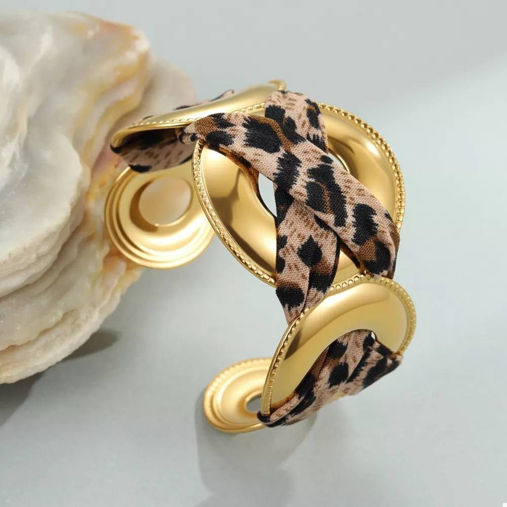 Leopard Ribbon 18K Gold-Plated Open Bracelet