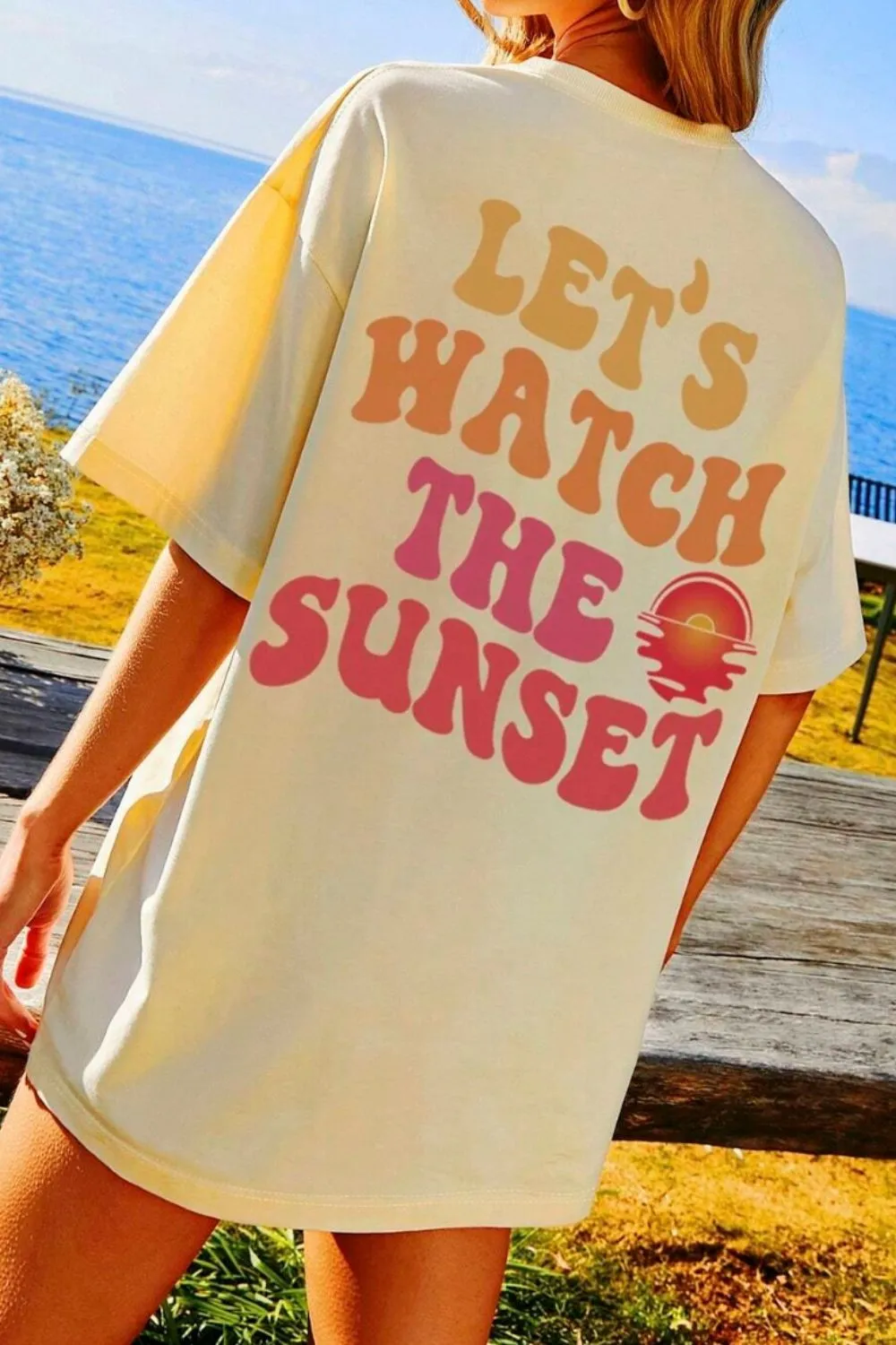LET'S WATCH THE SUNSET Round Neck T-Shirt, image 5