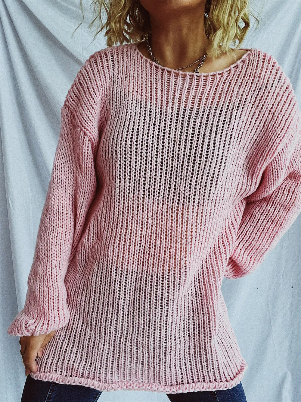 Boat Neck Dropped Shoulder Sweater, image 6