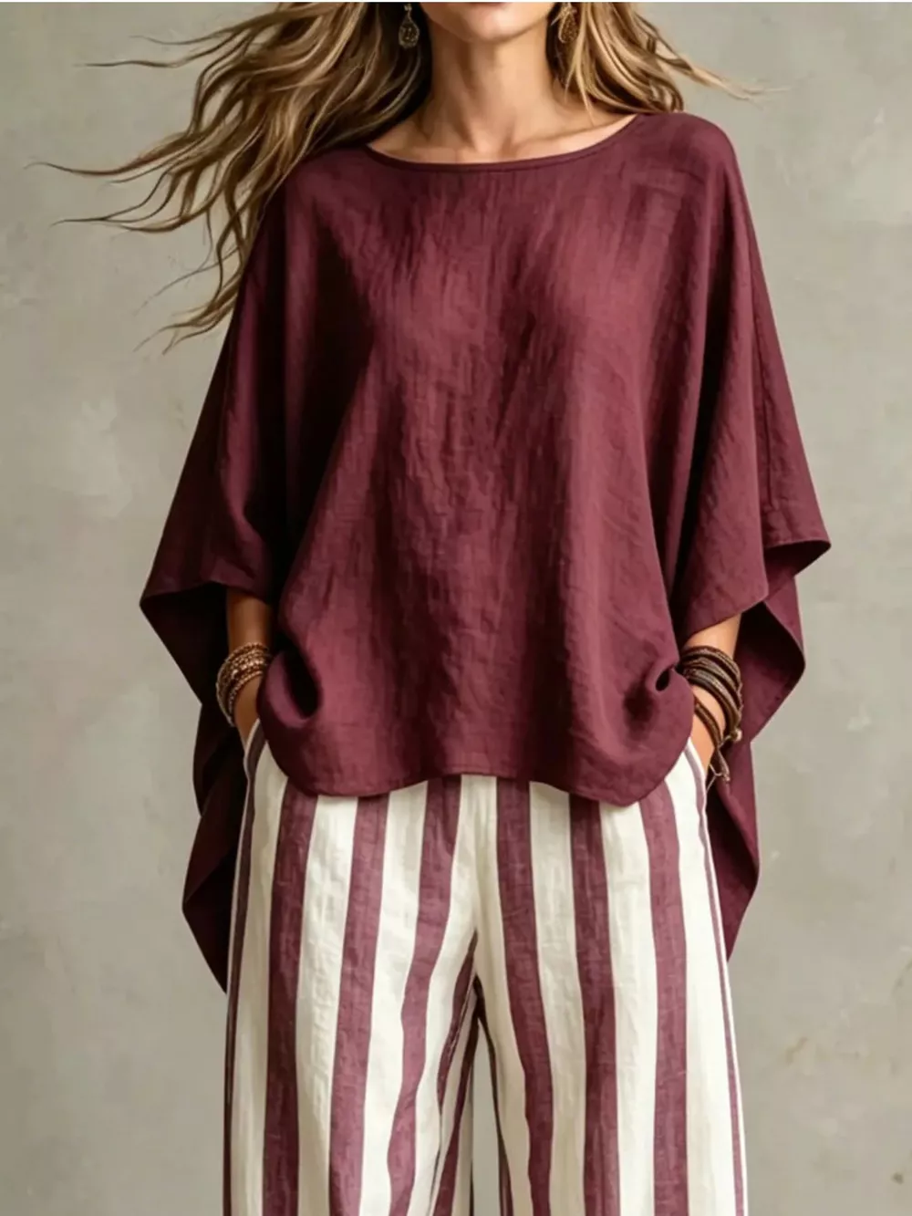 Full Size Solid Color Top and Pants Set Plus Size, image 4