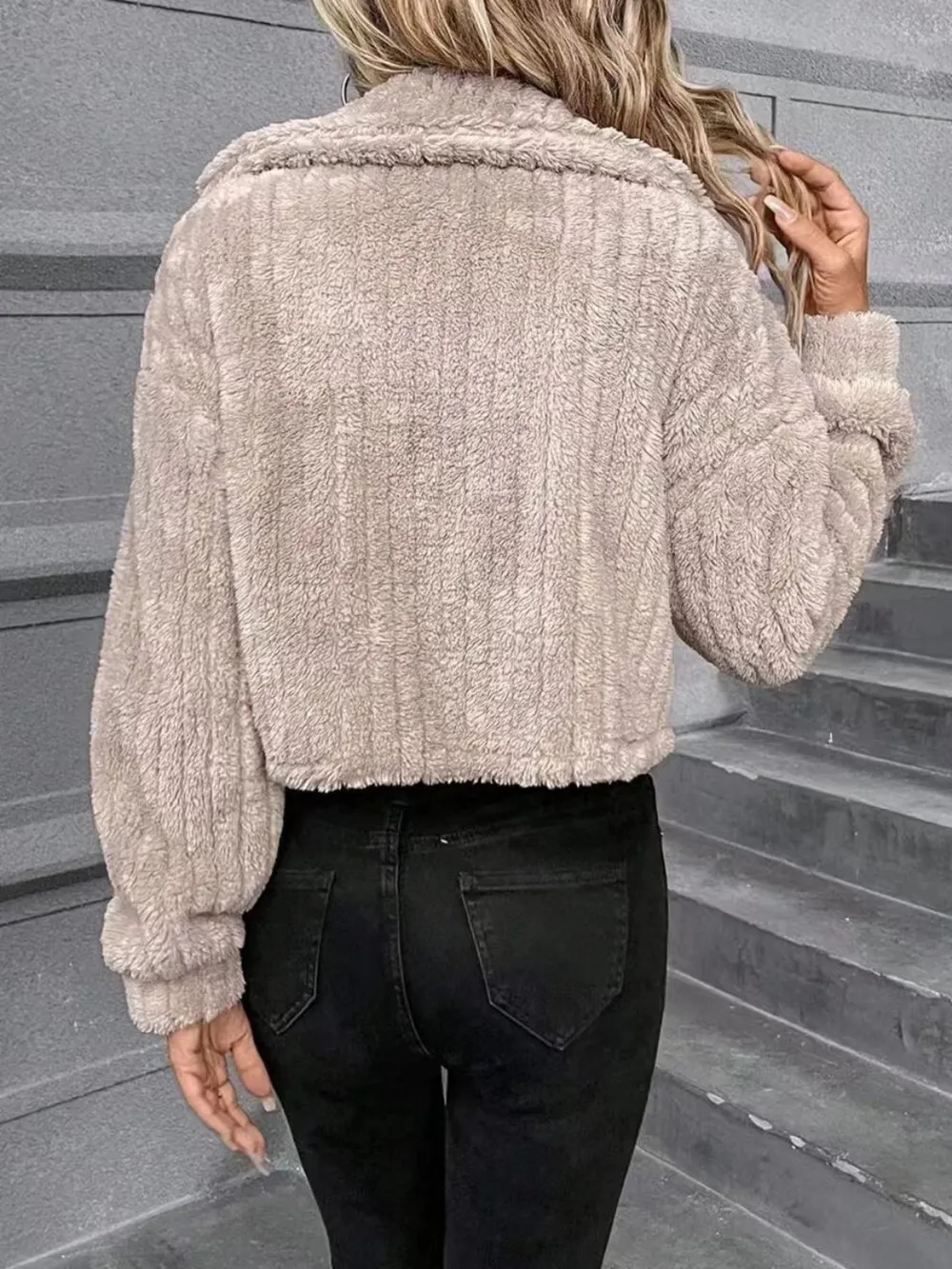 Button Up Long Sleeve Fuzzy Outerwear, image 2