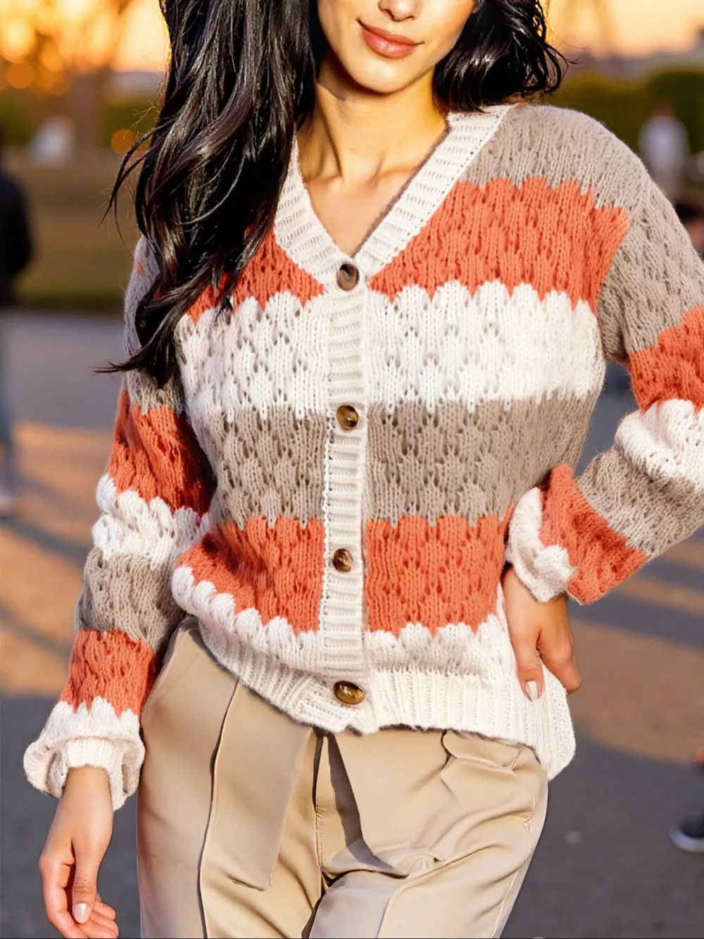 Color Block Button Up Cardigan, image 15