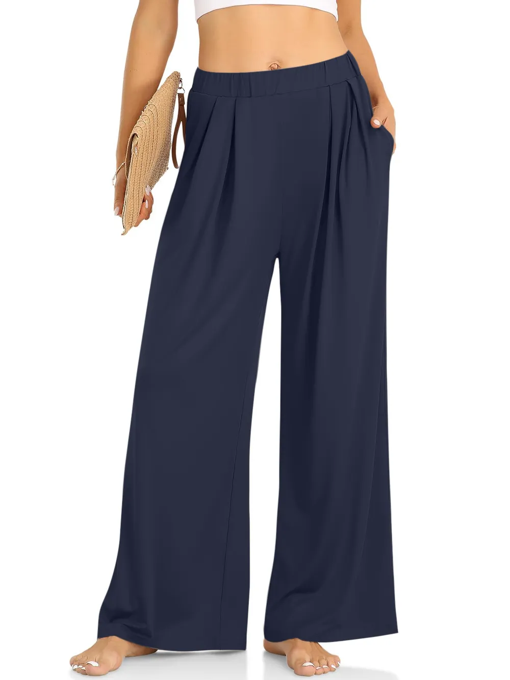 Elastic Waist Wide Leg Pants, image 24