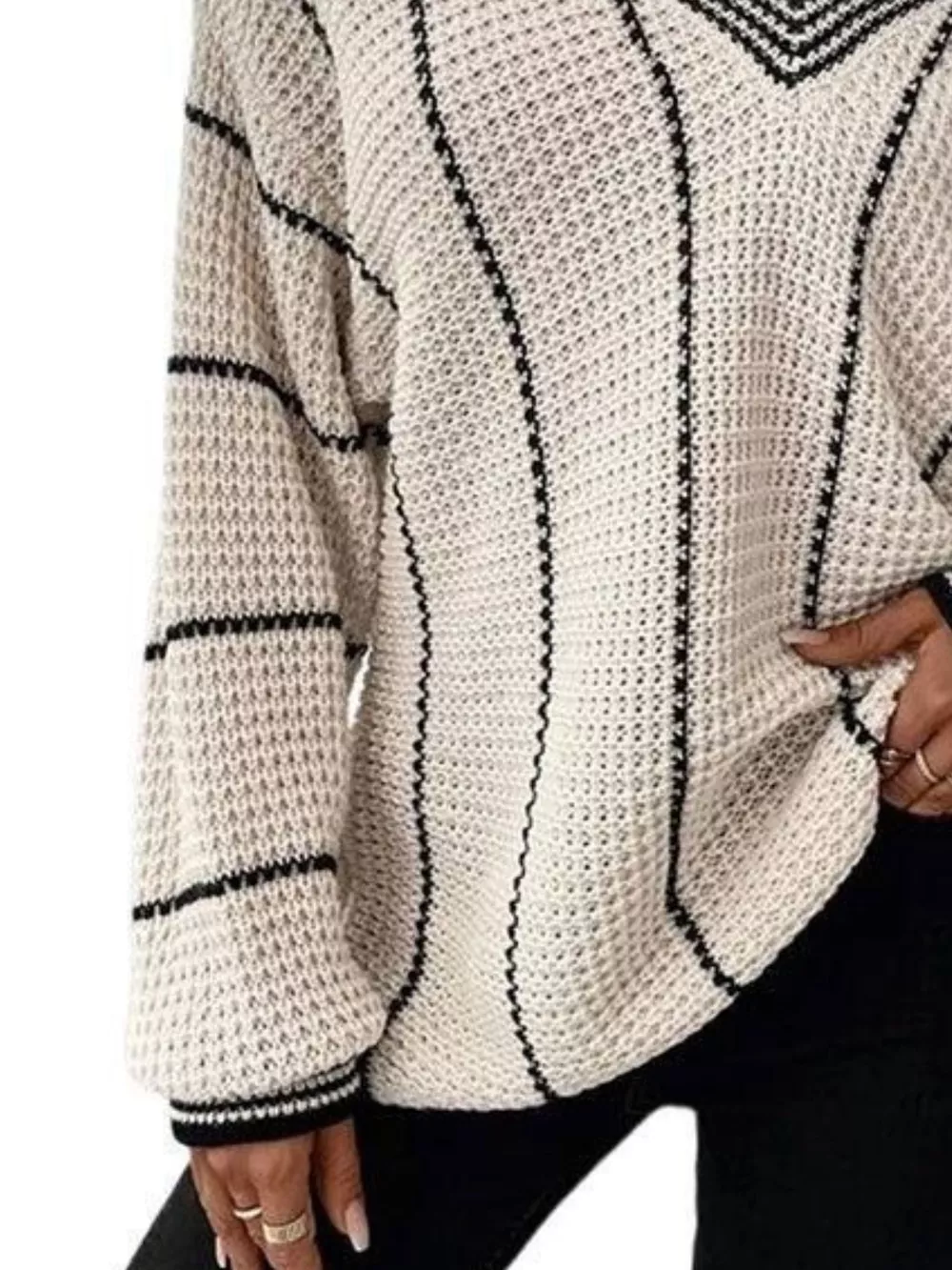 V-Neck Textured Knit Sweater, image 16