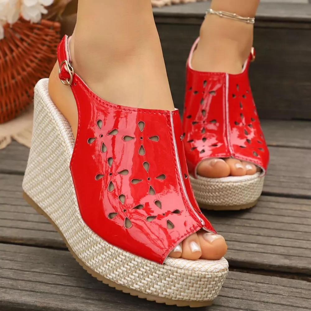 Peep Toe Wedge Sandals, image 12